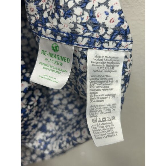 J Crew Button Down Shirt Men’s XXL 2XL Flex Washed Slim Blue Pink White Floral - Picture 6 of 7